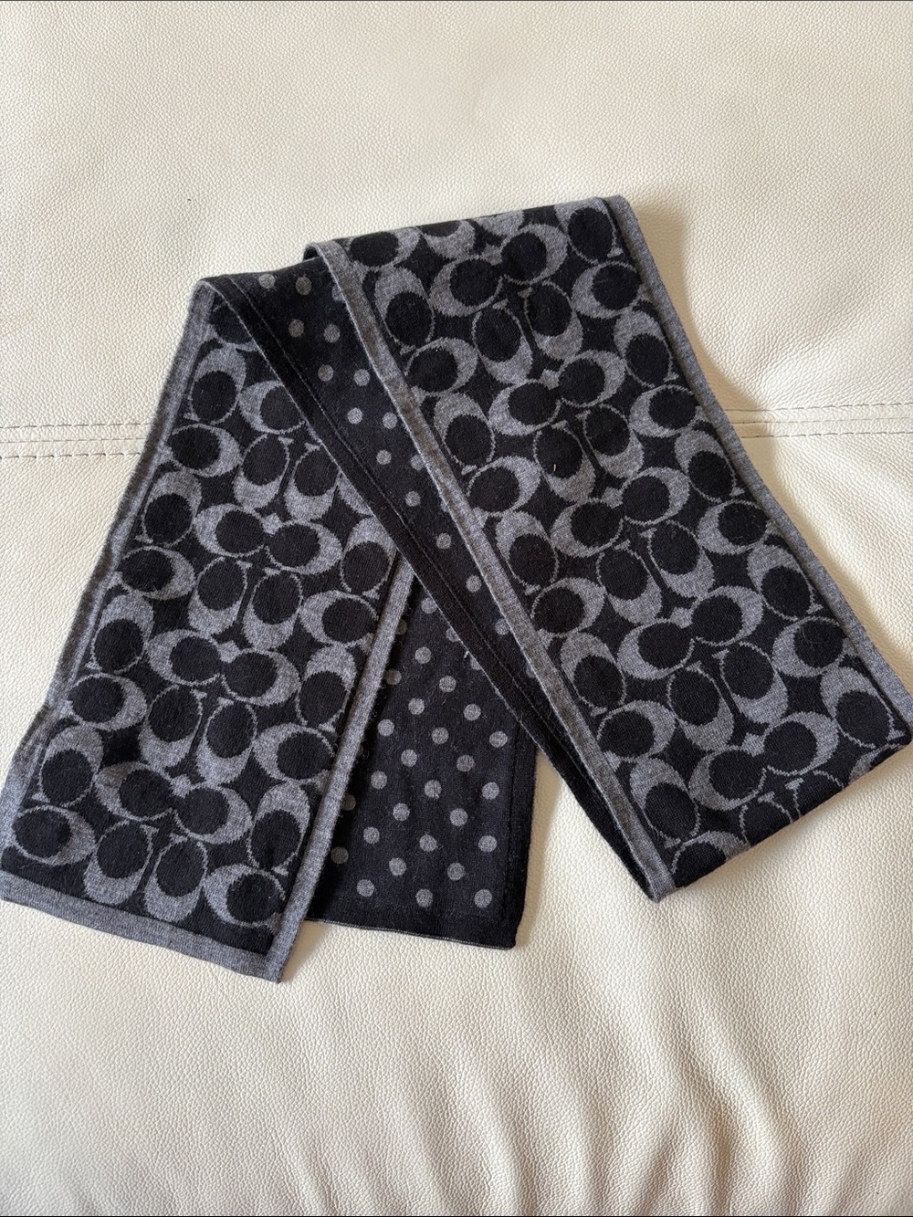 Coach Black & Gray Signature Reversible Scarf